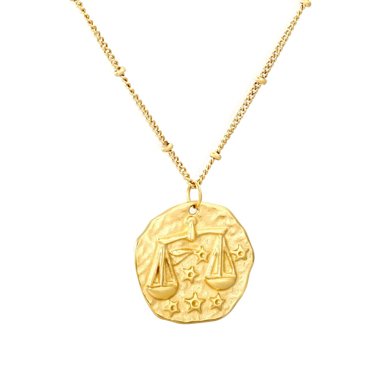 20.5*21.5mm constellation pendant with 0.4 side-mounted gemstone chain, 40+5cm+6mm round tail tag, necklace, gold color asonjewelry